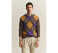 GANT Herren Argyle Rundhalspullover aus Noppengarn (XL) Braun MELANGE