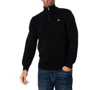 GANT Herren Casual Cotton Halfzip Pullover, Schwarz, M EU