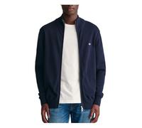 GANT Herren Strickjacke Casual Cotton Zip Cardigan Baumwollstrick mit Reißverschluss Evening Blue M