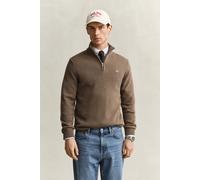 GANT Regular Fit Strickpullover Zipbraun, Einfarbig