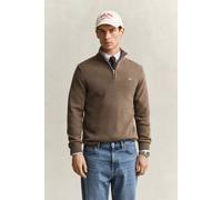 GANT Regular Fit Strickpullover Zipbraun, Einfarbig