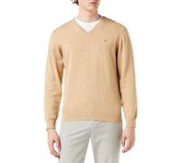 GANT Herren Classic Cotton V-Neck Pullover, Khaki Mel, Small