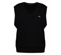 GANT Herren Strickpullunder - CLASSIC COTTON VEST, V-Ausschnitt, Baumwolle Schwarz M