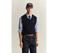 GANT Herren Strickpullunder - CLASSIC COTTON VEST, V-Ausschnitt, Baumwolle Blau 3XL