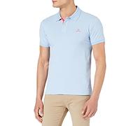 GANT Herren Contrast Collar Pique SS Rugger Polohemd, Powder Blue, L