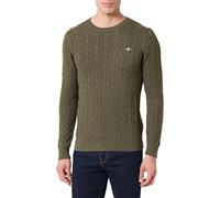 GANT Cotton Cable Crew Neck Pullover Khaki Green Melange Grün L