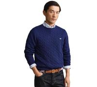 GANT - Zopfstrick Rundhalspullover aus Baumwolle rich navy - Gr. - M