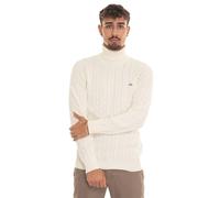 GANT Herren Zopfstrick Rollkragenpullover aus Baumwolle (L) CREAM