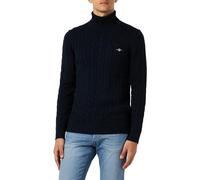 GANT Herren Cotton Cable Turtle Neck Pullover, Evening Blue, XL