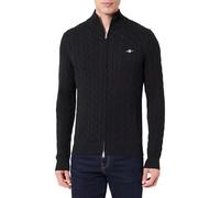 GANT Herren Cotton Cable Zipped Cardigan Strickjacke, Black, XXL