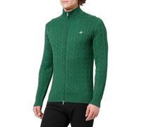GANT Herren Cotton Cable Zipped Cardigan Strickjacke, Forest Green, 3XL