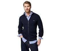 Strickjacke GANT "COTTON PIQUE ZIP CARDIGAN" Gr. XXXL, blau (evening blue) Herren Strickjacken mit Logostickerei auf der Brust (87820862-XXXL)