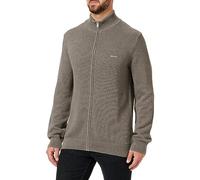 Strickjacke GANT "COTTON PIQUE ZIP CARDIGAN" Gr. XL, grau (dark grey melange) Herren Strickjacken mit Logostickerei auf der Brust (95464916-XL)