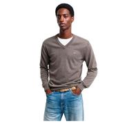 GANT Herren CTN/WO V-Neck Pullover, Dark Hazelnut Melange, Large