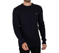 GANT Herren D2 Cotton Cable C-neck Pullover, Evening Blue, XL EU
