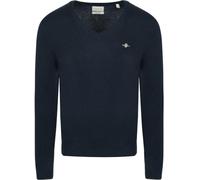 GANT Herrenpullover V-Ausschnitt Extra-feine Lammwolle Dunkelblau Melange Größe M