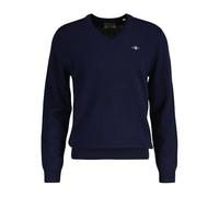 GANT Herrenpullover Extrafine Lammwolle V‑Ausschnitt – Feinstrick, 90% Wolle – Marine XXL