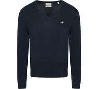 Gant Pullover V-Ausschnitt Wool Blend Navy Melange - Größe L Dunkelblau L