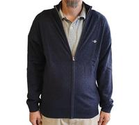 GANT Cardigan Herren Regular Fit Lammwolle Blau XXL