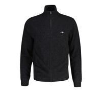 Strickjacke GANT "EXTRAFINE LAMBSWOOL ZIP CARDIGAN" Gr. XXL, schwarz (charcoal) Herren Strickjacken (27538346-XXL) charcoal
