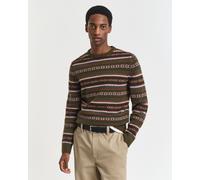Gant Herren Strickpullover mit Lammwolle FAIR ISLE C-NECK, grün, Gr. XL