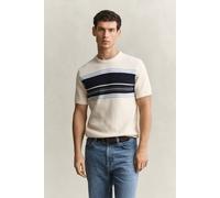 GANT Herren Gerippter Kurzarmpullover aus Baumwolle mit Streifen (XXXL) CREAM