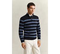 GANT Herren Gestreifter Zopfstrick-Troyer aus Baumwolle (S) EVENING Blau