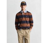 GANT Herren Gestreiftes Heavy Rugger mit Chambray-Kragen (L) MAHOGANY Braun