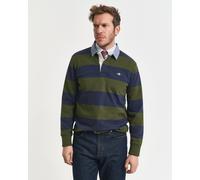 GANT Herren Gestreiftes Heavy Rugger mit Chambray-Kragen (S) COUNTRY Grün
