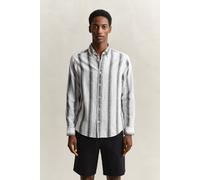 GANT Herren Gestreiftes Hemd aus Leinenmix (4XL) Schwarz
