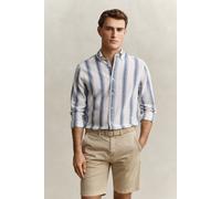 GANT Herren Gestreiftes Hemd aus Leinenmix (L) VINTAGE Blau