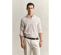 GANT Herren Gestreiftes Hemd aus Leinenmix (M) CREAM