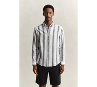 GANT Herren Gestreiftes Hemd aus Leinenmix (M) Schwarz