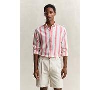 GANT Herren Gestreiftes Hemd aus Leinenmix (S) ROSE Rot