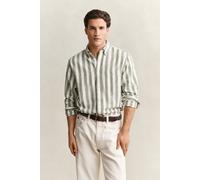 Langarmhemd GANT "Hemd REGULAR COTTON LINEN STRIPE SHIRT 1er Pack", Herren, Gr. XXL, N-Gr, grün, Obermaterial: 55% Leinen LI. 45% Baumwolle CO., Hemden (37216866-XXL) grün
