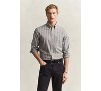 GANT - Gestreiftes Hemd aus melierter Popeline brown melange - Gr. - M