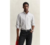 GANT Herren Gestreiftes Hemd aus melierter Popeline (XXXL) Grau MELANGE