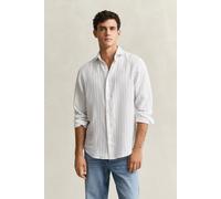 GANT Herren Gestreiftes Leinenhemd (M) Weiß