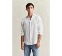 GANT Herren Gestreiftes Leinenhemd (XXXL) Weiß