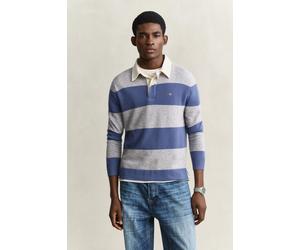 GANT Herren Heavy Rugger mit Blockstreifen aus Lambswool (S) Grau MELANGE