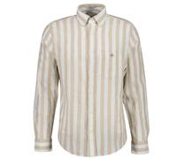 GANT Herren Hemd - Regular Cotton Linen Stripe Shirt, Leinen-Baumwoll-Mix, gestreift Beige / 2XL XXL Beige