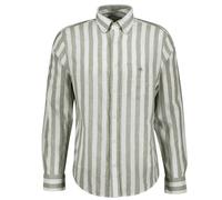 GANT Herren Hemd - Regular Cotton Linen Stripe Shirt, Leinen-Baumwoll-Mix, gestreift XXL Grün