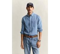 GANT Regular Fit Cotton Linen Indigo Shirt Semi Light Blue Blau M
