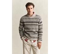 Gant Brushed Wool Fair Isle Sweater Light Beige Melange Beige L
