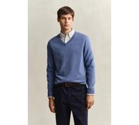 GANT Herren Klassischer V-Neck Pullover aus Baumwolle (L) DENIM Blau MELANGE