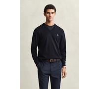 GANT Herren Klassischer V-Neck Pullover aus Baumwolle (L) EVENING Blau