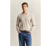 GANT Herren Klassischer V-Neck Pullover aus Baumwolle (L) OAT MELANGE