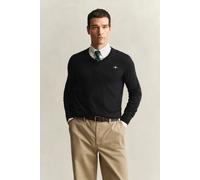GANT Herren Klassischer V-Neck Pullover aus Baumwolle (L) Schwarz
