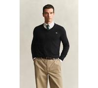 GANT Herren Klassischer V-Neck Pullover aus Baumwolle (M) Schwarz