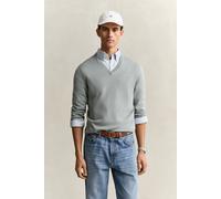 GANT Herren Klassischer V-Neck Pullover aus Baumwolle (S) CERAMIC Grau